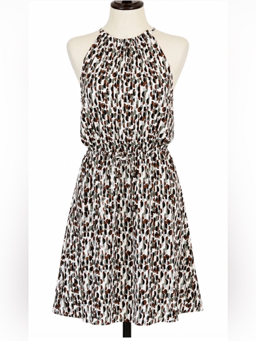 NEW ANN TAYLOR FACTORY GEO GEOMETRIC PRINT HALTER DRESS SZ M